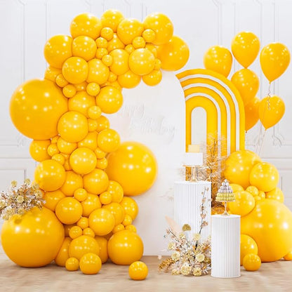 PartyWoo Mustard Yellow Balloons 152pcs Different Sizes of 18 12 10 5 Inch by PartyWoo