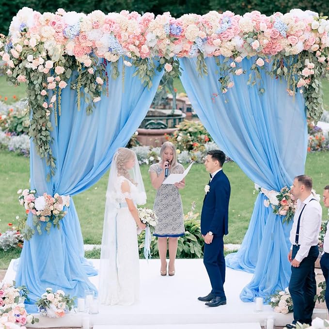 Wedding Arch Draping Fabric Backdrop Drapes 3 Panels, Dusty Blue | 28.7"x20FT - Image 3