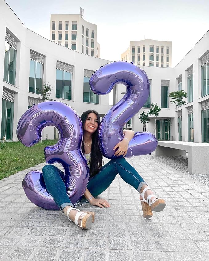 Number 35 Purple Balloons 40 Inch Giant Purple Foil 35 Helium Balloons - Image 5