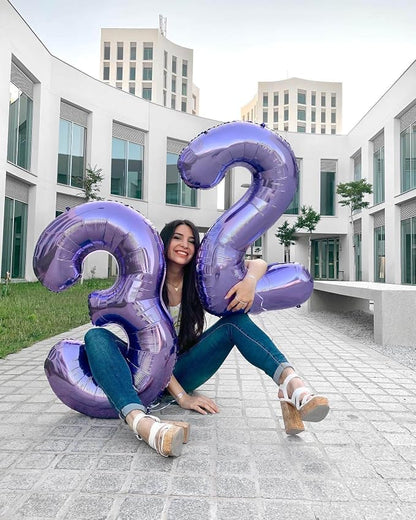 Number 28 Purple Balloons 40 Inch Giant Purple Foil 28 Helium Balloons - Image 3