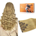 DOORES Clip in Hair Extensions - Dirty Blonde, 22 Inch, 7pcs 120g - Real Human Hair for Women, Thick Silky Straight Natural Extensions