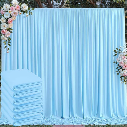 30 ft x 10 ft Wrinkle Free Baby Blue Backdrop Curtains by Outpain