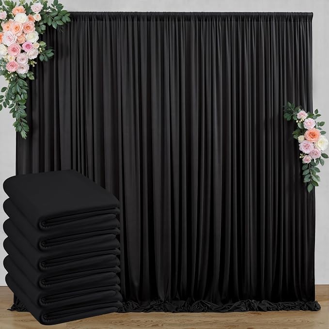 30 ft x 10 ft Wrinkle Free Black Backdrop Curtain by Outpain
