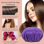 Flaxseed Deep Conditioning Heat Cap - Boloye Cordless 100% Safe Microwave Hot Cap for Natural Curly Textured Hair Care, Drying, Styling, Curling, Universal size (10 PCS One-time shower cap) (Purple)