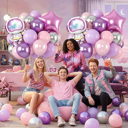 Pink Space Balloons, Astronaut Star Foil Balloons, 12 Inch Metallic Purple - Image 8