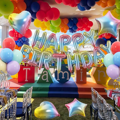 29PC Gradient Happy Birthday Balloon Banner, 16 Inch 3D Letter Banner Sign - Image 6