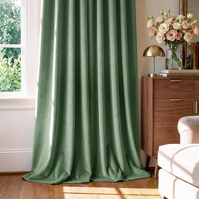 Emerald Green Velvet Thermal Curtains - Image 7