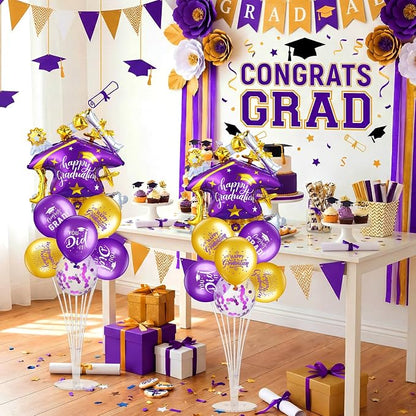 Jenaai Purple and Gold 27 Pcs 2026 Graduation Balloon Centerpiece - Image 7