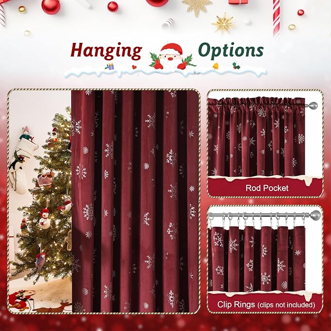 Beauoop Christmas Red Velvet Curtain - Image 5