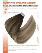 Sunny Hair Tape in Hair Extensions Human Hair Brown Balayage Blonde Tape in Extensions 14 Inch Real Hair Extensions Tape in 20Pcs 50g