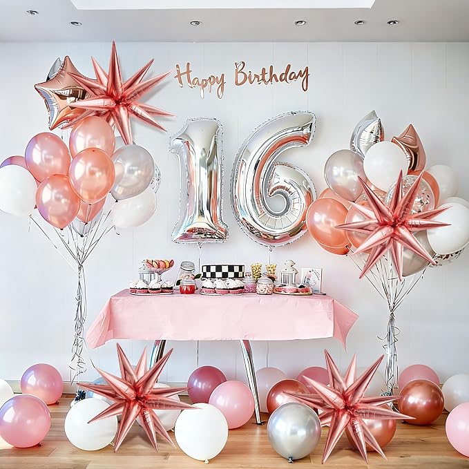 Rose Gold Star Balloons Birthday Decorations - Image 4