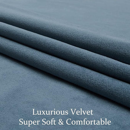 BULBUL Velvet Grayish Blue Blackout Curtains 63 inch - Image 5
