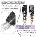 T1B/2/30 Ombre Water Wave Closure 2x6 100% Real Human Hair 20 Inch Chestnut Brown Ombre Water Wave Transparent Lace Closure