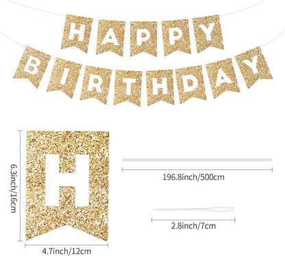 Hooqict Gold Happy Birthday Banner Sign - Image 5