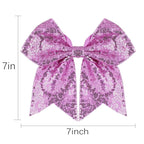 Large Glitter Cheer Bows Clips, Jumbo Big 7 Inch Cheerleading Sequin Hair Bow Hair Accessories for Teens Girls Football Sports Cheerleader Outfit Uniform (Light Purple)