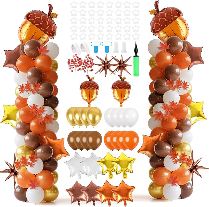 2 Set Adjustable Fall Balloon Column Stand Kit Thanksgiving Balloon Arch by EYNDYN