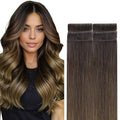 GOO GOO Invisi Edge Tape in Hair Extensions Human Hair, 1D/2C/4E Chocolate Dip Color Melt, 6pcs 20inch 18g, Virgin Remy Hair, Seamless Injected Tape, Natural Look