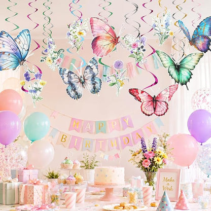 36 Pcs Wildflower Butterfly Hanging Swirl Decoration Wildflower Ceiling Hanging - Image 5