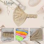 Motique Accessories Tan Wide Cotton Head Band Solid Boho Yoga Style Soft Hairband for Women