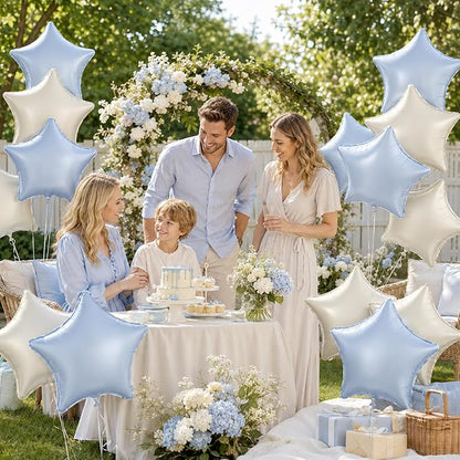 Dusty Blue Star Balloons, 18 Inches Star Foil Balloons - Image 4
