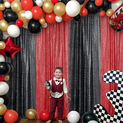 Sugargirl Red Sequin Backdrop Curtain 6 Panels 2FTx8FT Glitter Red Background - Image 3