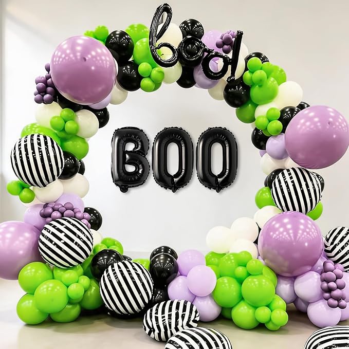 Black and White Striped Balloons, 12 Pack 18 Inch Round Foil Balloons | - Image 2