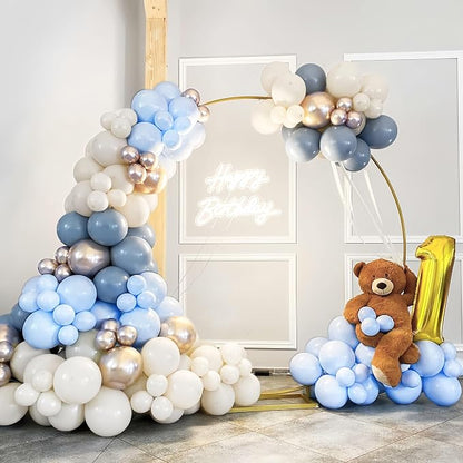 Dusty Blue and Gold Balloons 60 Pcs, 12 Inch Dusty Baby Blue Chrome Gold - Image 6