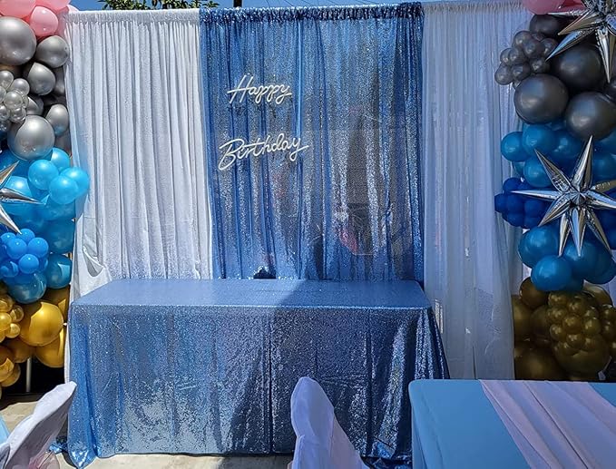 Poise3EHome Baby Blue Sequin Backdrop Curtains, 4 Panels 2FTx8FT Glitter - Image 4