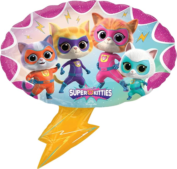 SuperKitties 4th Birthday Party Supplies 7pc Balloons Bouquet Decorations - Image 2