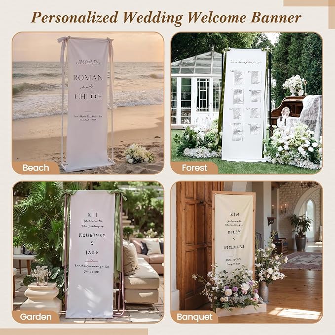 Custom Wedding Welcome Banner, Personalized Cotton Hanging Sign | - Image 2