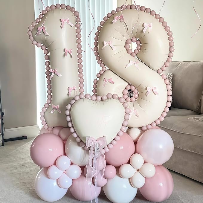 40 Inch Beige Number 1 Balloon for 1st Birthday Decoration, Large Self - Image 4