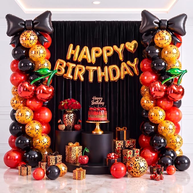 Arrowbash 2 Sets 165 Pcs Cheetah Print Cherry Balloon Column Kit - Image 7