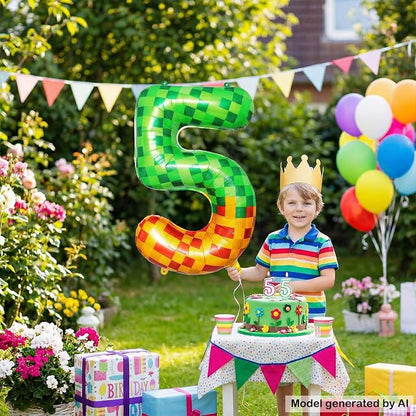 40 Inch Pixelated Number 5 Foil Balloon - Image 5