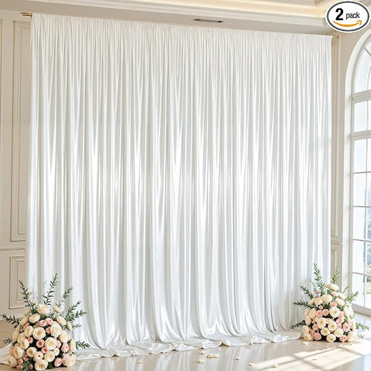 10x10ft White Glitter Backdrop Curtain by Partisky