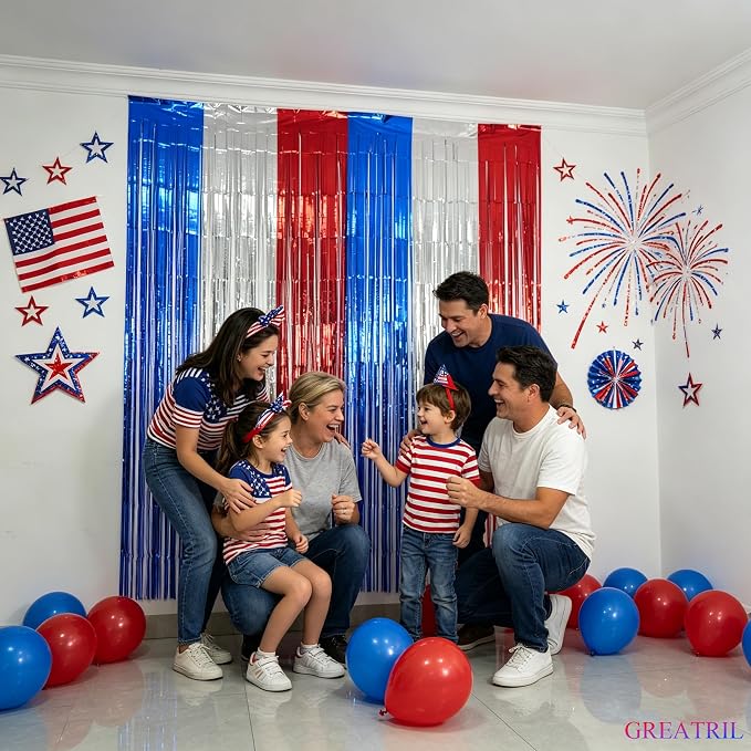 Blue Silver Red Party Streamers - Image 7