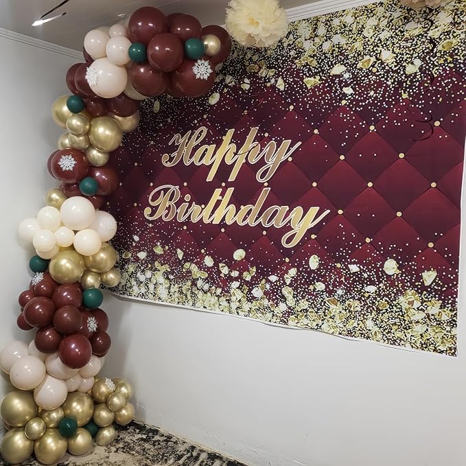 Burgundy and Gold Balloons - Image 5