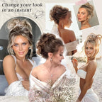 HMD Tousled Updo Messy Bun Hair Piece Hair Extension Ponytail With Elastic Rubber Band Updo Bun Synthetic Hairpieces for Women