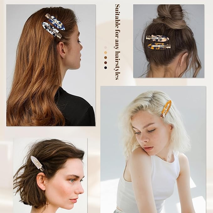 No Crease Creaseless No Bend Hair Clips For Styling Non Slip Flat Clips For Makeup Hair Accessories For Women,Multiple Tortoiseshell,12 PCS