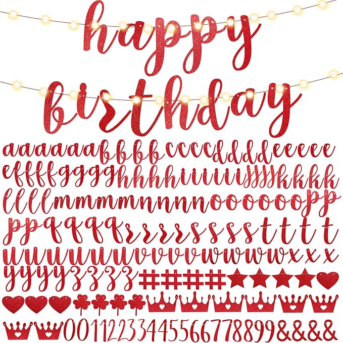 TaoBary 167 Pcs DIY Banner Kit Happy Birthday Glitter Banner Customizable by TaoBary