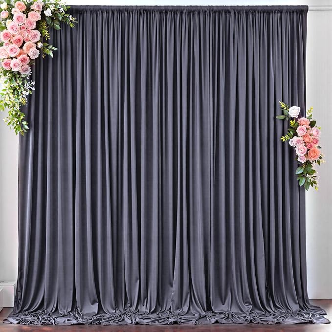 10 ft x 10 ft Wrinkle Free Charcoal Backdrop Curtain by Outpain