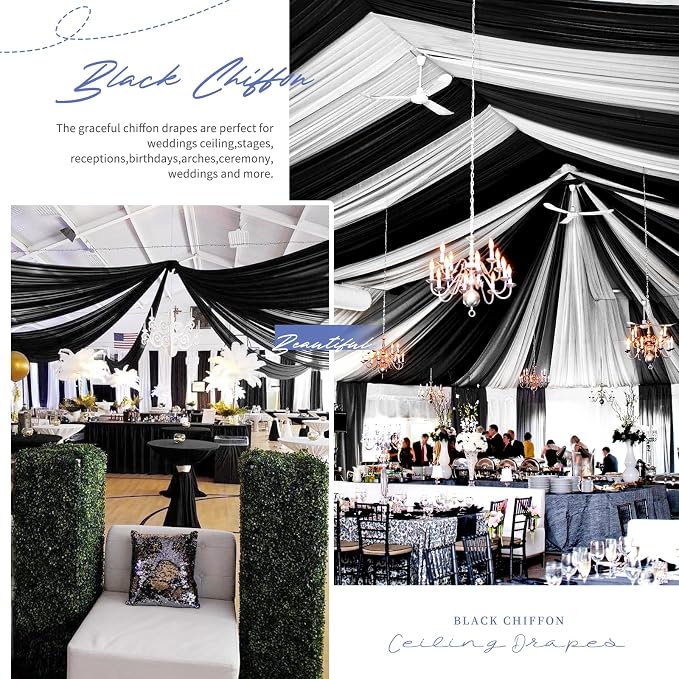 6 Panels Black Ceiling Drapes for Wedding Ceiling Drapes 5ftx10ft Wedding Arch - Image 8