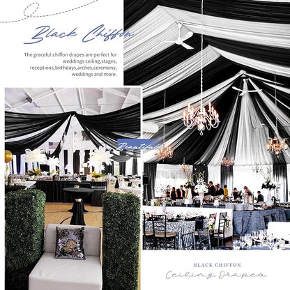 6 Panels Black Ceiling Drapes for Wedding Ceiling Drapes 5ftx10ft Wedding Arch - Image 8