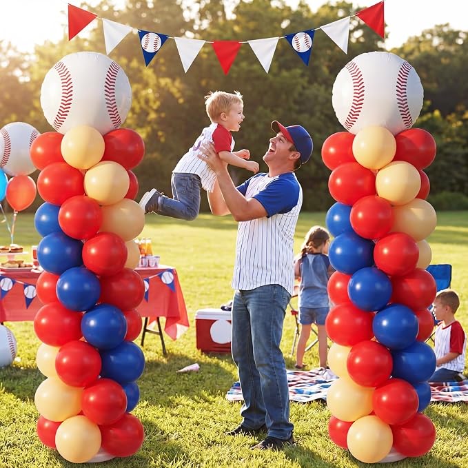 Yalikop 2 Sets Baseball Party Balloon Column Stand Kit - Image 5