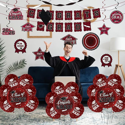 Maroon Themed 2026 Graduation Decorations Set - Image 8