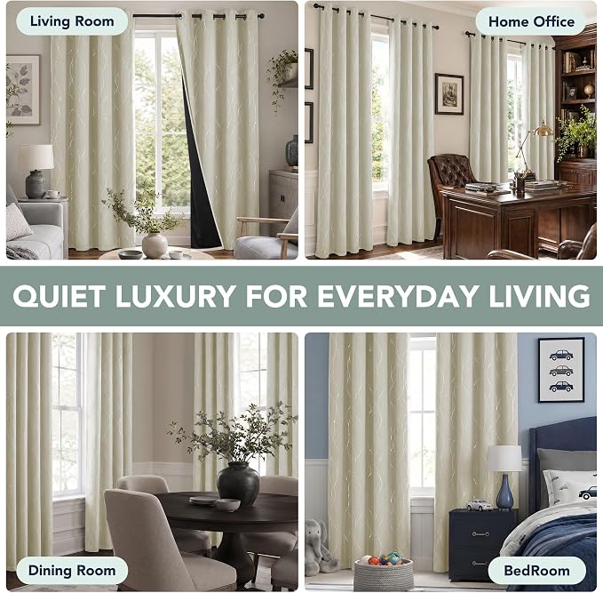Deconovo 100% Blackout Living Room Curtains 63 Inches Long, Thermal Insulated - Image 6