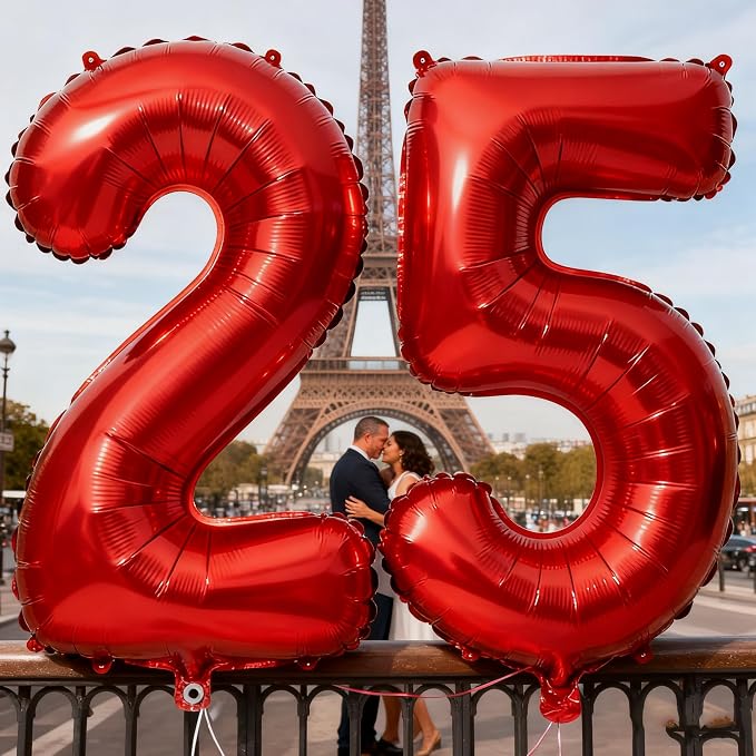 Red Number 25 Balloons 40 Inch Giant Number Red 25 Foil Mylar Balloons - Image 5