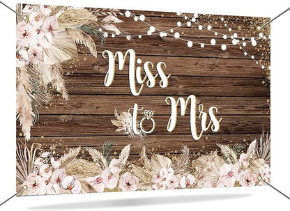 Mocsicka Miss to Mrs Banner Backdrop Boho Bridal Shower Backdrop Decorations by Mocsicka