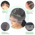 32 Inch 13x6 HD Transparent Deep Wave Lace Front Wigs Human Hair 200 Density Pre Plucked Deep Wave Wig Glueless Wigs Human Hair Lace Frontal Wigs 12A Curly Human Hair Wig for Women