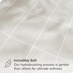 Bare Home Microfiber Pillow Cases - King Size Set of 2 - Cooling Pillowcases - Double Brushed - Pillowcases 2 Pack - Easy Care (King, Grid – Stone/White)