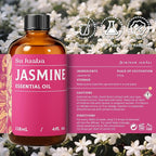 SU JUABA Jasmine Essential Oil 4 Oz, 100% Pure Natural Aromatherapy Oil for Diffuser, Skin Care, Hair & Perfume Making - 118ML